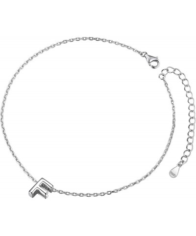 Women Silver Initial Bracelet/Anklet, 26 Letter Chain Bracelet/Foot Chain, with S925 Stamp-Send Gift Box F anklet $8.39 Anklets