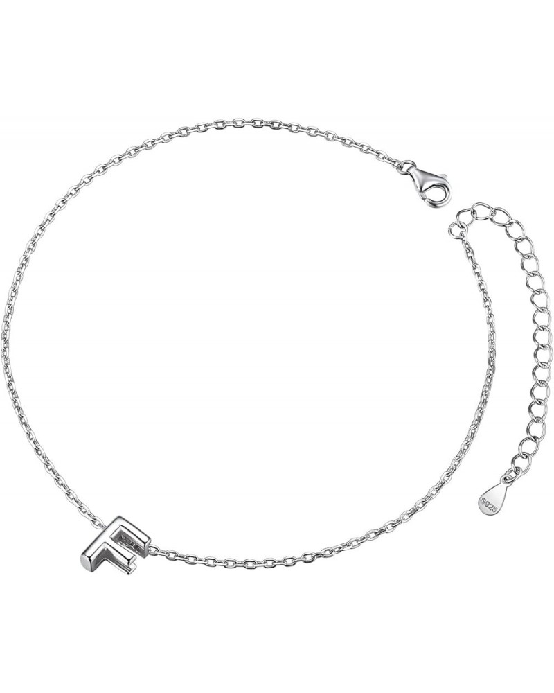 Women Silver Initial Bracelet/Anklet, 26 Letter Chain Bracelet/Foot Chain, with S925 Stamp-Send Gift Box F anklet $8.39 Anklets