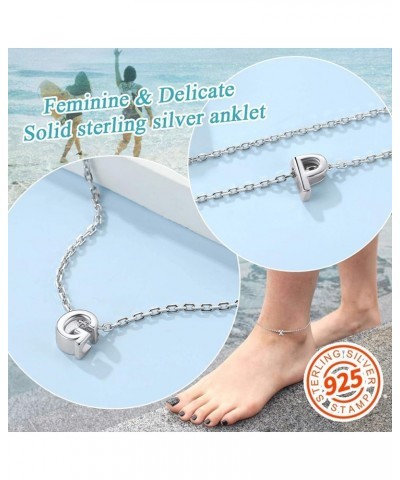 Women Silver Initial Bracelet/Anklet, 26 Letter Chain Bracelet/Foot Chain, with S925 Stamp-Send Gift Box F anklet $8.39 Anklets