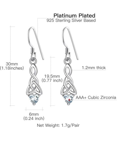 925 Sterling Silver Dainty Celtic Knot Heart Dangle Earrings/Pendant Necklace with Birthstone, Irish Celtic Jewelry for Women...