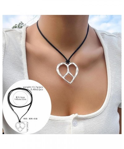 Heart Choker for Women Big Chunky Heart Necklace Puffy Heart Choker Y2K Hollow Heart Choker Necklace Adjustable Velvet Heart ...