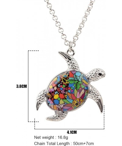 Enamel Chain Sea Ocean Floral Turtle Necklace Pendant For Women Kids Girls Charms Fashion Jewelry Gifts A $8.15 Necklaces