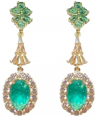 Fashion Emerald Cubic Zirconia Dangle Drop Earrings Elegant Crystal Zircon Geometry Statement Earring Luxury Jewelry for Wome...