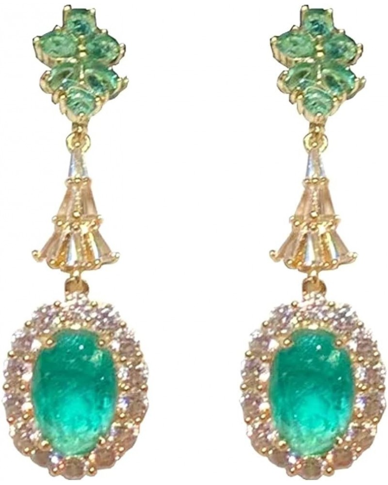 Fashion Emerald Cubic Zirconia Dangle Drop Earrings Elegant Crystal Zircon Geometry Statement Earring Luxury Jewelry for Wome...