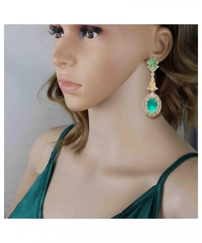 Fashion Emerald Cubic Zirconia Dangle Drop Earrings Elegant Crystal Zircon Geometry Statement Earring Luxury Jewelry for Wome...