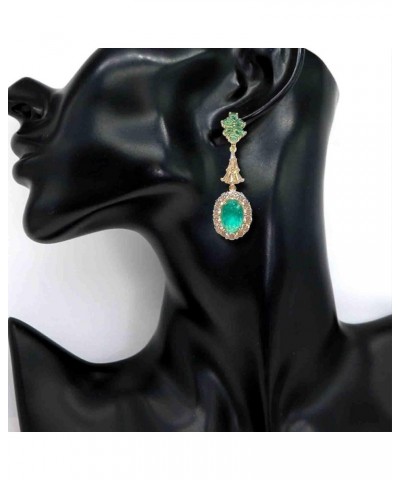 Fashion Emerald Cubic Zirconia Dangle Drop Earrings Elegant Crystal Zircon Geometry Statement Earring Luxury Jewelry for Wome...