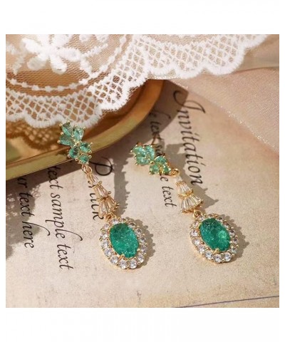 Fashion Emerald Cubic Zirconia Dangle Drop Earrings Elegant Crystal Zircon Geometry Statement Earring Luxury Jewelry for Wome...