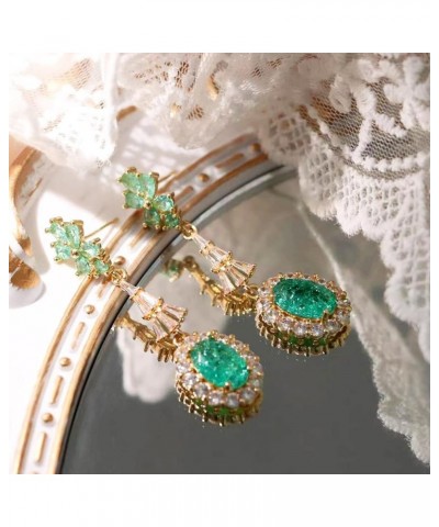 Fashion Emerald Cubic Zirconia Dangle Drop Earrings Elegant Crystal Zircon Geometry Statement Earring Luxury Jewelry for Wome...