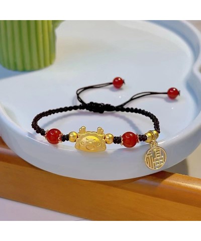 2024 Dragon New Year Beaded Bracelets Handmade Red String Dragon Pendant Bracelet Chinese Lucky Amulet Stretch Bracelets Jewl...