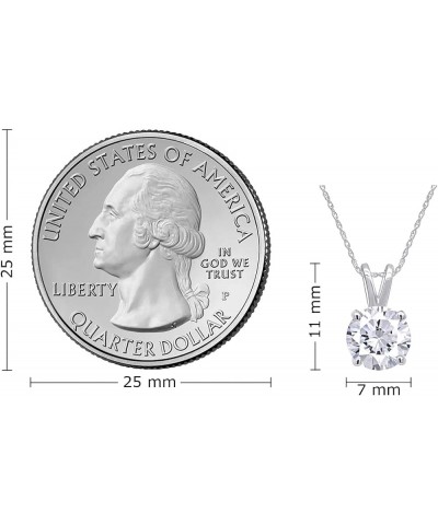 1 Carat 6.5MM Round Cut Lab Created Moissanite Diamond Solitaire Pendant Necklace In 14K Solid Gold With 18" Long 925 Sterlin...