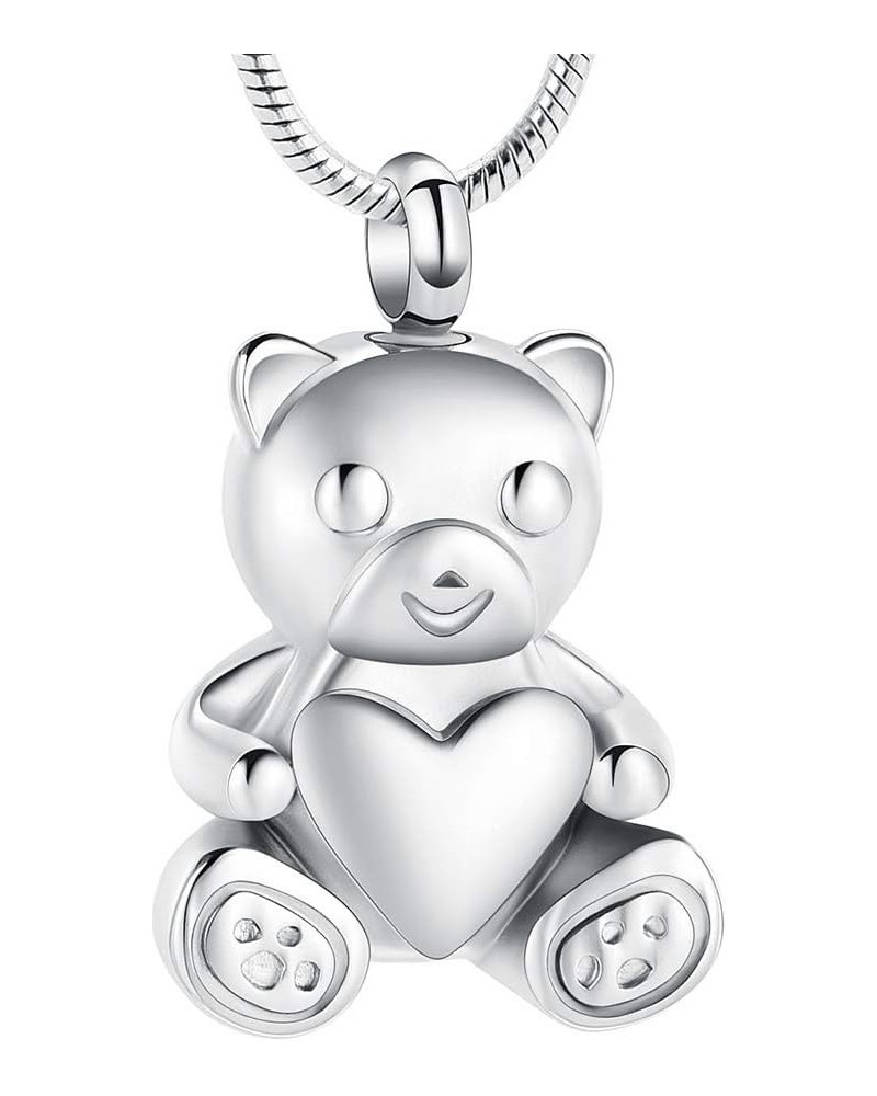 Urn Necklaces for Ashes Teddy Bear Cremation Jewelry for Women Gilrs Keepsake Memorial Necklace for Human Pet Ashes Pendant S...