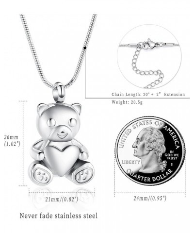 Urn Necklaces for Ashes Teddy Bear Cremation Jewelry for Women Gilrs Keepsake Memorial Necklace for Human Pet Ashes Pendant S...