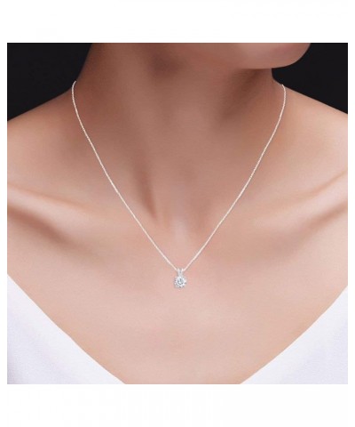 1 Carat 6.5MM Round Cut Lab Created Moissanite Diamond Solitaire Pendant Necklace In 14K Solid Gold With 18" Long 925 Sterlin...