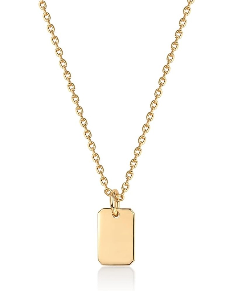 14K Gold Plated Necklace for Women l Oval, Bar, Disc, Dog Tag Pendants Yellow Gold Dog Tag $10.59 Necklaces