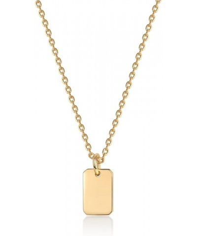 14K Gold Plated Necklace for Women l Oval, Bar, Disc, Dog Tag Pendants Yellow Gold Dog Tag $10.59 Necklaces