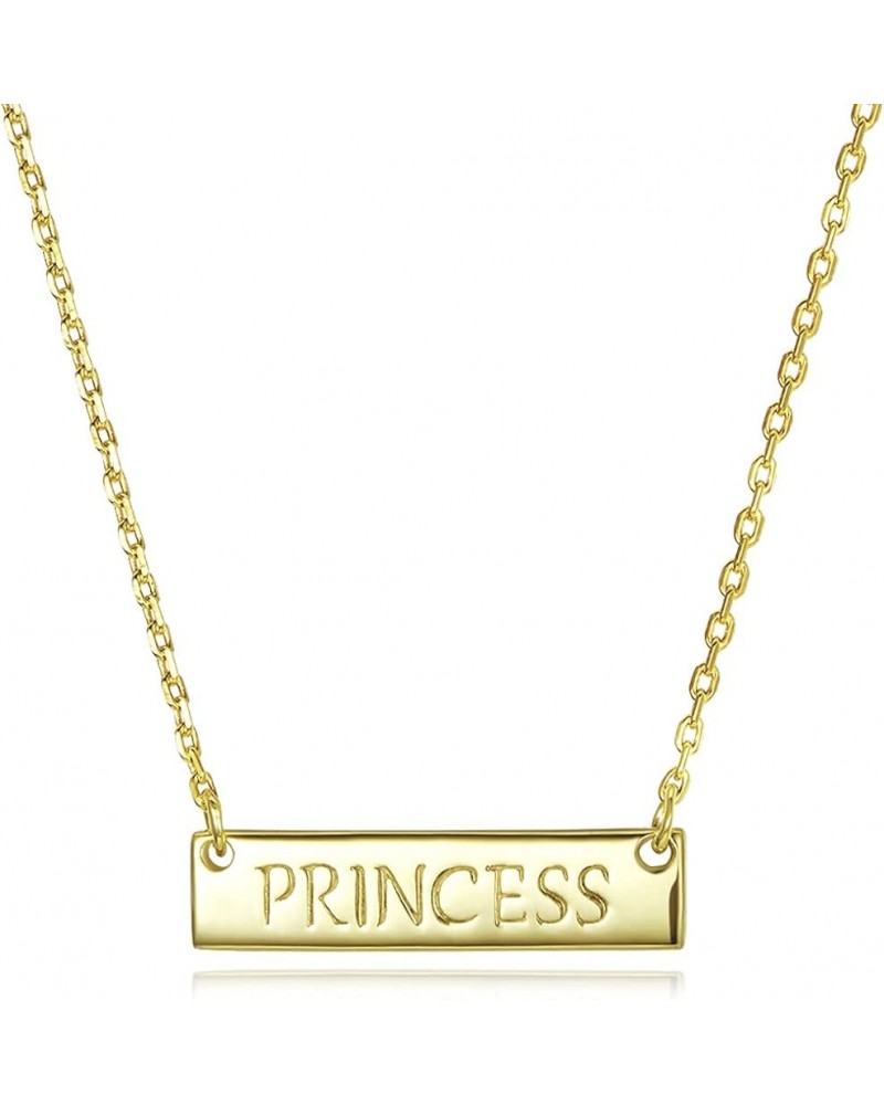 Personalized Necklace with CZ Crystal 925 Sterling Silver Personalized Necklace for Women Princess Gold Bar Necklace $13.46 N...