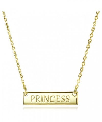 Personalized Necklace with CZ Crystal 925 Sterling Silver Personalized Necklace for Women Princess Gold Bar Necklace $13.46 N...