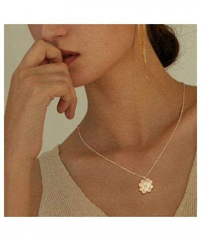 14K Gold Plated Flower Necklace for Women Dainty Cubic Zirconia Petals Flower Clover Snowflake Pendant Necklace Jewelry Gifts...