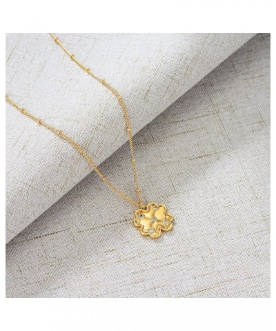 14K Gold Plated Flower Necklace for Women Dainty Cubic Zirconia Petals Flower Clover Snowflake Pendant Necklace Jewelry Gifts...