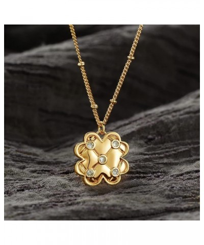 14K Gold Plated Flower Necklace for Women Dainty Cubic Zirconia Petals Flower Clover Snowflake Pendant Necklace Jewelry Gifts...