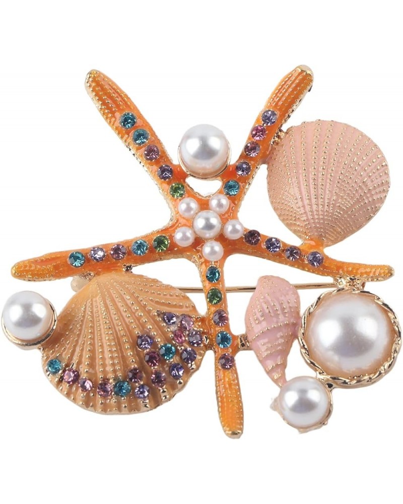 Brooches for Women, Starfish Shell Pearl Brooch Elegant Jewelry Fashionable Gifts Hand Crafted Ladies Brooches Pin Orange $7....