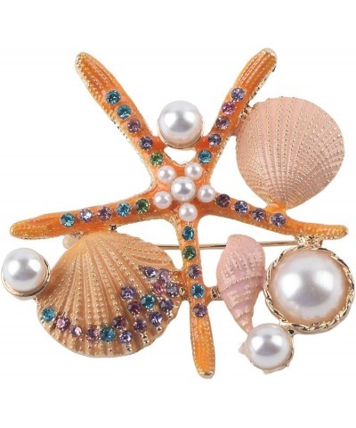 Brooches for Women, Starfish Shell Pearl Brooch Elegant Jewelry Fashionable Gifts Hand Crafted Ladies Brooches Pin Orange $7....