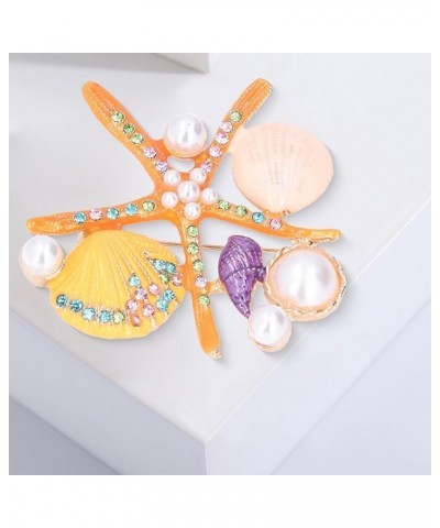 Brooches for Women, Starfish Shell Pearl Brooch Elegant Jewelry Fashionable Gifts Hand Crafted Ladies Brooches Pin Orange $7....