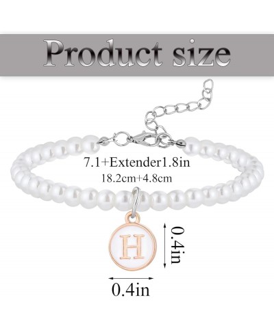 Pearl Initial Bracelets for Women Dainty Letter Bracelet Cute Faux Pearl Bracelet Adjustable 26 Alphabet Bracelet H $7.07 Bra...