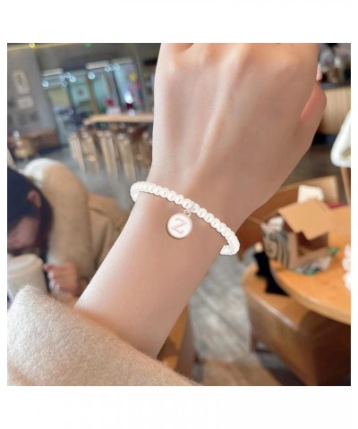 Pearl Initial Bracelets for Women Dainty Letter Bracelet Cute Faux Pearl Bracelet Adjustable 26 Alphabet Bracelet H $7.07 Bra...