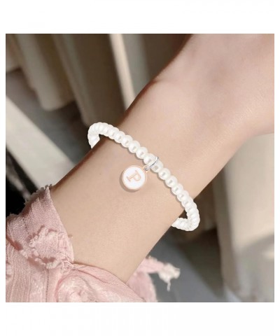 Pearl Initial Bracelets for Women Dainty Letter Bracelet Cute Faux Pearl Bracelet Adjustable 26 Alphabet Bracelet H $7.07 Bra...