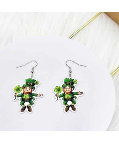 St Patricks Day Earrings Irish Shamrock Cute Green Clover Balloon Rainbow Acrylic Dangle Earrings Good Luck For Women Girls H...