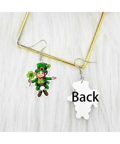 St Patricks Day Earrings Irish Shamrock Cute Green Clover Balloon Rainbow Acrylic Dangle Earrings Good Luck For Women Girls H...