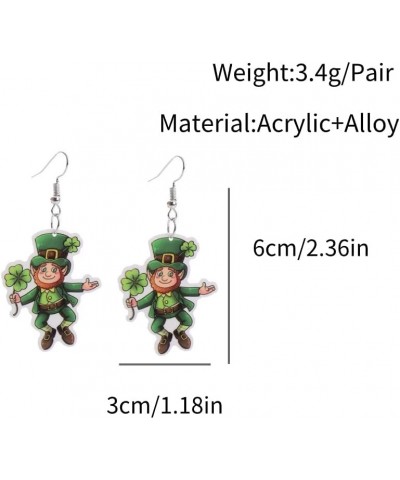 St Patricks Day Earrings Irish Shamrock Cute Green Clover Balloon Rainbow Acrylic Dangle Earrings Good Luck For Women Girls H...