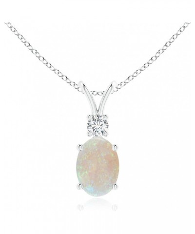 Natural Opal Solitaire Pendant Necklace for Women, Girls in 14K Solid Gold/Platinum | October Birthstone | Jewelry Gift for H...