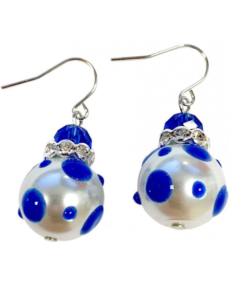 Color Earrings for Women - Polka Dots Handmade Jewelry For Women - Dangle Earrings for Women - Jewelry Gifts for Women Blue $...