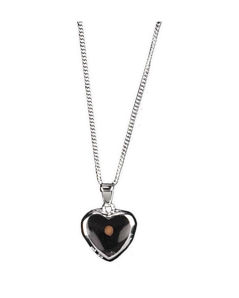 Heart with Dark-Tone Interior and Mustard Seed Silver-Plated 18-Inch Pendant Necklace $12.79 Necklaces