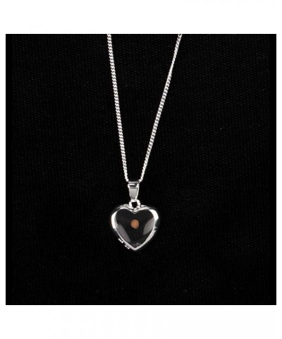 Heart with Dark-Tone Interior and Mustard Seed Silver-Plated 18-Inch Pendant Necklace $12.79 Necklaces