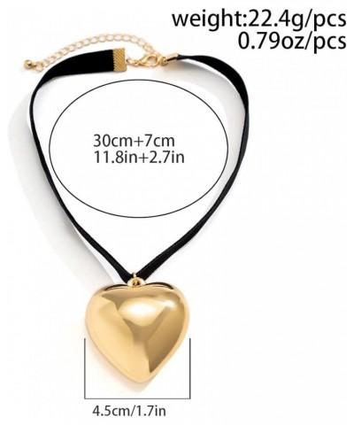 Velvet Choker Necklace, Heart-shaped Pendant Necklace Jewelry Gift for Women Girls Gold $6.59 Necklaces