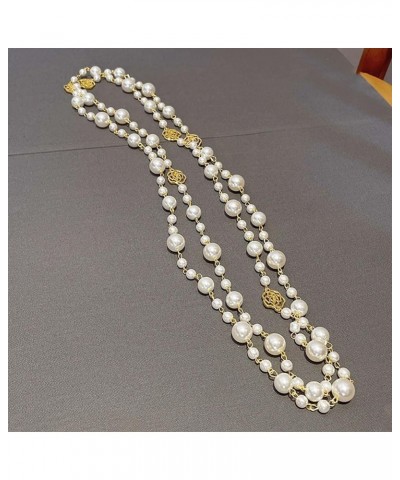 Gold Multi Strand Faux Pearl Necklace for Women Vintage Long White Pearl Necklace Party Costume Jewelry Gifts Rose flower $11...