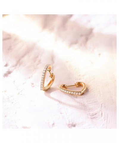 18K Gold Plated Huggie Earrings Dainty Shining White Cubic Zirconia Geometry Beads Butterfly Heart Awl Cone Cute Shaped Evil ...