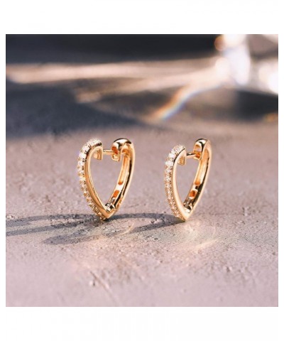 18K Gold Plated Huggie Earrings Dainty Shining White Cubic Zirconia Geometry Beads Butterfly Heart Awl Cone Cute Shaped Evil ...