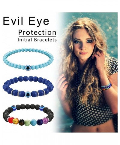 10pcs Evil Eye Bracelet for Women Men Hamsa Blue Evil Eye Beaded Charm Stretch Bracelet Hand of Fatima Turkish Protection Bra...