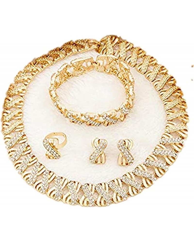 Fashion Crystal Jewelry Set 18 k 24 K Gold Plated Jewelry for Women Rhinestone Clear Crystal Necklace Earrings Accessories Gi...