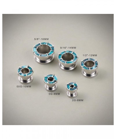 Screw Back Ear Gauges Flesh Tunnels, Segmented Color Film Plugs Earrings Piercing Silver. S8611G 9/16"(14mm) $12.02 Body Jewelry