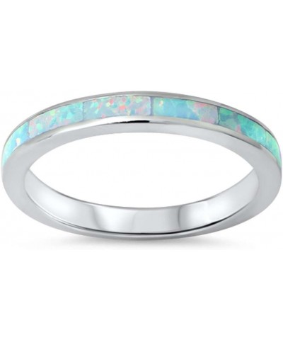 .925 Sterling Silver Womens Created Opal Eternity Wedding Stackable Band Ring Sizes 4-12 Colors Simulated White Opal $13.87 R...