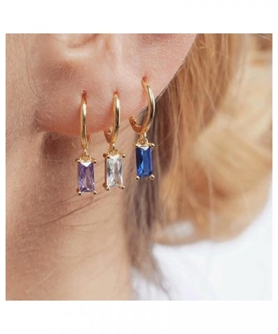 Rhinestone Earrings for Women Crystal Emerald Earrings Gold Huggie Hoop Earrings Small Hoop Earrings Black Purple Drop Earrin...