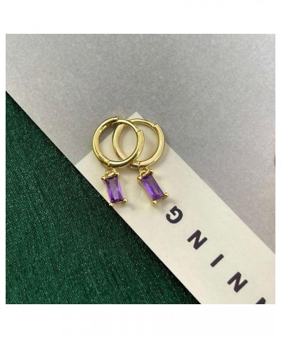 Rhinestone Earrings for Women Crystal Emerald Earrings Gold Huggie Hoop Earrings Small Hoop Earrings Black Purple Drop Earrin...