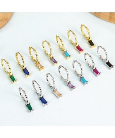 Rhinestone Earrings for Women Crystal Emerald Earrings Gold Huggie Hoop Earrings Small Hoop Earrings Black Purple Drop Earrin...