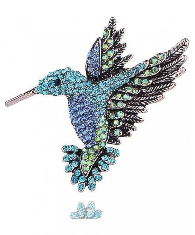 Hummingbird brooch pins for women fashion Bird pins rhinestone crystal women's brooches pin Ancient Silver Blue Green $8.11 B...