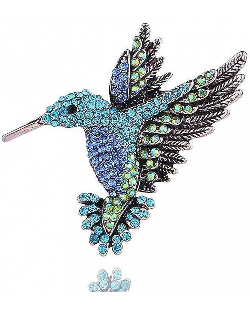 Hummingbird brooch pins for women fashion Bird pins rhinestone crystal women's brooches pin Ancient Silver Blue Green $8.11 B...